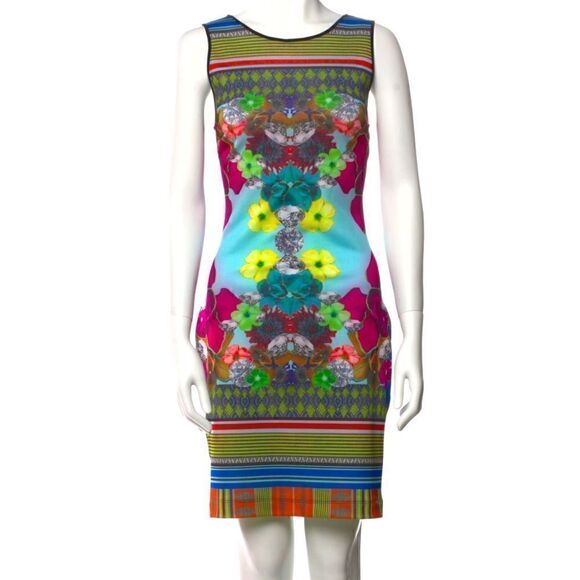 Clover Canyon Kaleidoscope Orchid Diamond Print Low Back Mini Dress Size Small - Picture 1 of 7